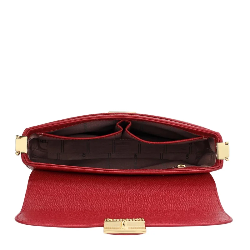 Da Milano Plumberry Small Croco Leather Shoulder Bag - Plumberry for Women | Best Price UAE